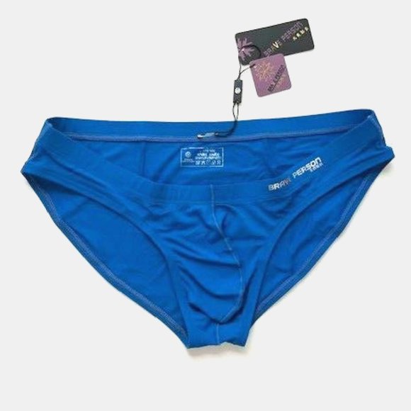 "Brave Person" Men's Swim Bikini Brief - Blue (BP9791-BL) Contoured Pouch - Picture 5 of 10